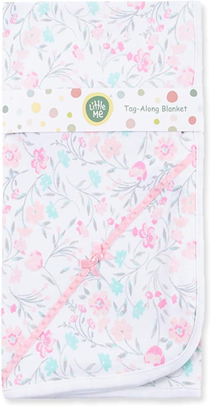 Little Me Blankets for Baby Girls' Watercolor Swaddling Receiving Blanket, 30 x 27 Inches