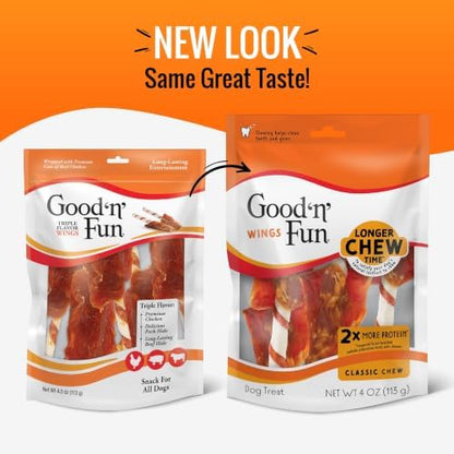 Good 'n' Fun Wings Long-Lasting Dog Treat Made With Real Protein, 4 oz