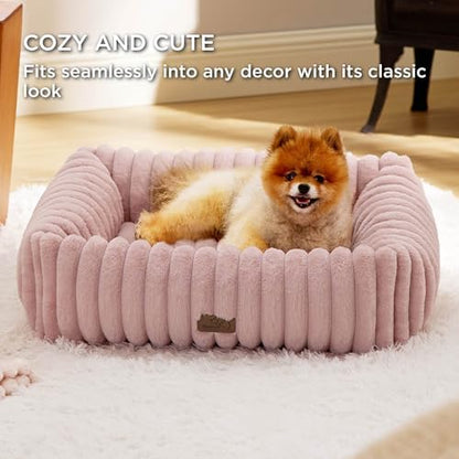 Bedsure ComfyFleece™ Dog Bed Medium Large Size Dog Washable，30in Blush Pink