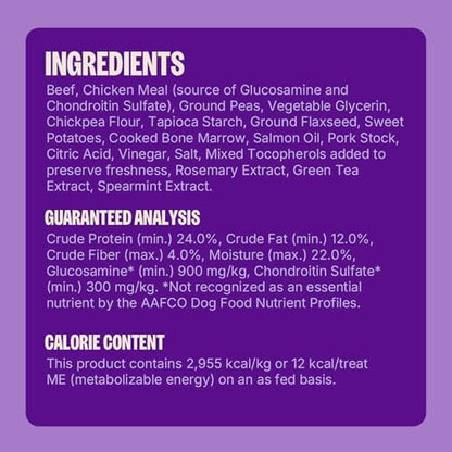Wellness CORE Healthy Joints Soft Dog Treats, Natural, Grain Free, Beef Recipe, 9 oz Bag