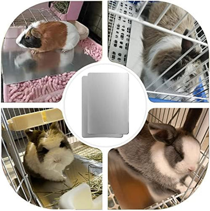 Rabbit Cooling Pad, 2PCS Hamster Cooling Pad Pet Cooling Mat for Rabbit Bunny Hamster Guinea Pig & Other Small Pets Stay Cool This Summer - Bite Resistance Pet Cool Plate Ice Bed