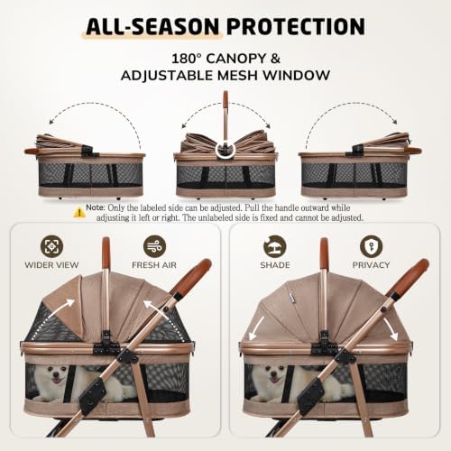 Pet Stroller for Small/Medium Dogs Cats, 50 lbs, 3-in-1 Foldable Stroller