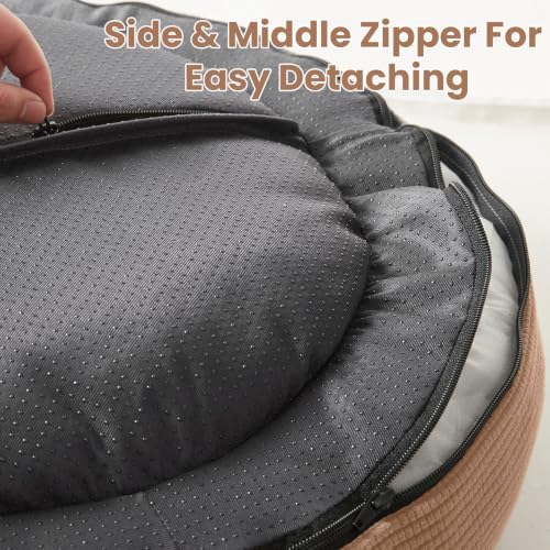 30 inches Soft Touch Fleece Donut Dog Bed for Medium Dogs,Brown