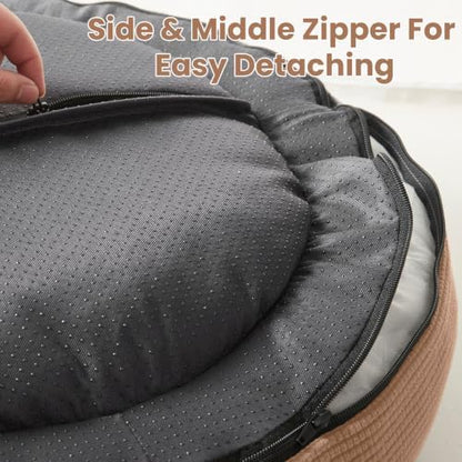 23 inches Soft Touch Fleece Donut Dog Bed for Small Dogs,Brown