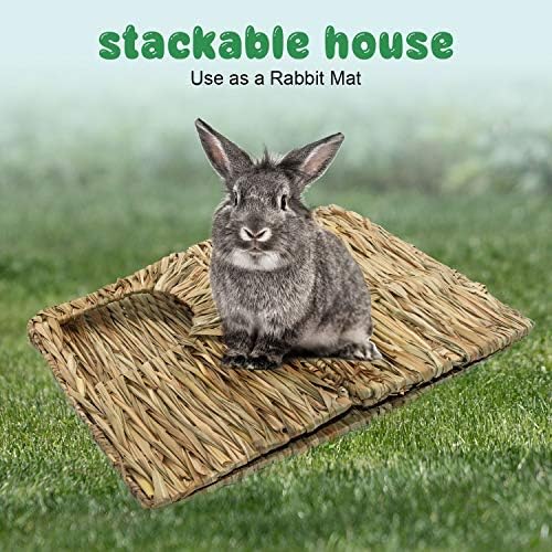 BWOGUE Extra Large Grass House for Rabbits, Crafted Natural Grass Hideaway