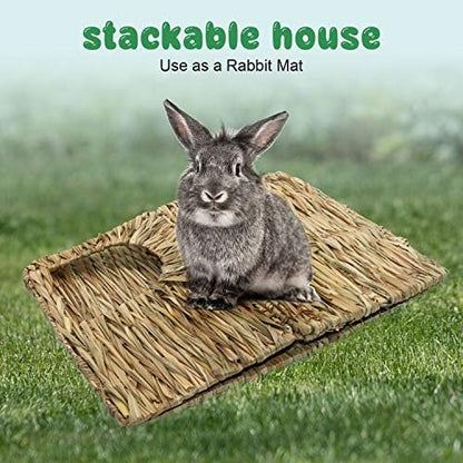 BWOGUE Extra Large Grass House for Rabbits, Crafted Natural Grass Hideaway