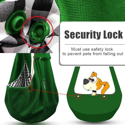 Tomkas Small Dog Cat Sling Carrier Puppy Purse Travel Wrap Soft Crossbody Pet Bag (Emerald Green, M - Classic Pocket & Classic Strap)
