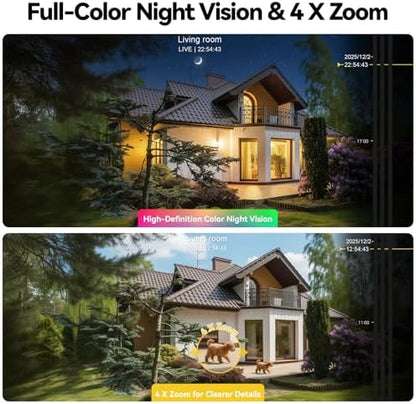 4MP Window Camera, 2.4GHz & 5.8GHz WiFi 6 Indoor Camera with Phone App, Cameras for Home Security with Full Color Night Vision, AI Person & Motion Detection, 24/7 Recording, Compatible with Alexa