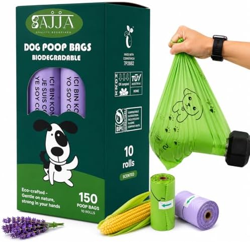 100% Certified Home Compostable Dog Poop Bags - Part Of Every Purchase will Go To Charity - ASTM D6400 & EN 13432 Compliant - 150 x Plant Based Compostable Poop Bags