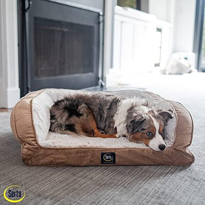 Serta Orthopedic Quilted Couch Dog Bed for Pets – Desert Sand (X-Large)