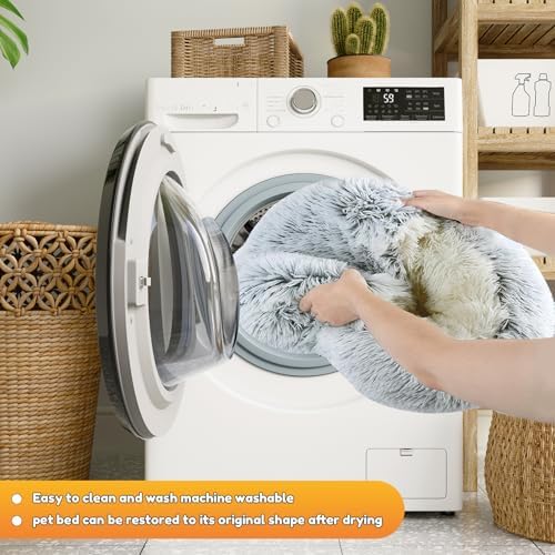 SUOXU 2-in-1 Dog Bed: Upgraded Aluminum Rim Support & Non Slip Bottom - Cozy Cave + Blanket for Large Medium Dogs Under 20 kg (44 lbs) | Plush Self-Heating for Border Collie, Labs