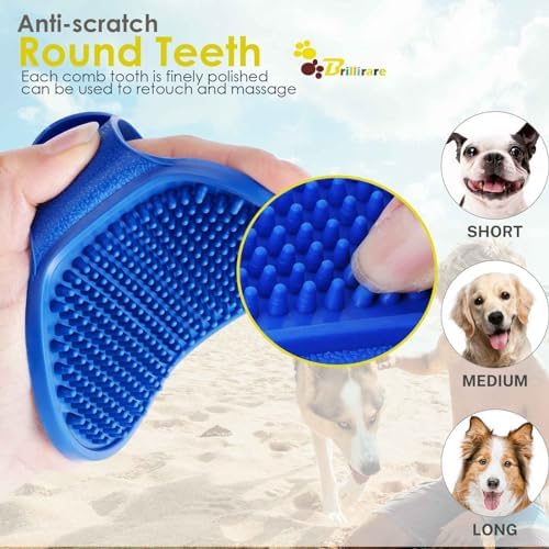 2 Pack Dog Grooming Brush, Premium Soft Silicone Pet Bath Brushes with Adjustable Handle, Shampoo Soothing Comb for Wet Dry Long Short Haired Dogs & Cats Massaging, Deshedding