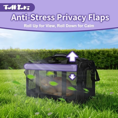 Pet Carrier for Medium-Small Cats, Collapsible Cat Carrier and Soft-Sided Pet Carrier for Medium Big Cats and Puppy Up to 17lbs, 2-Way Entry with Privacy Cover, Travel Bag L18.12”X11.81”X11.81”