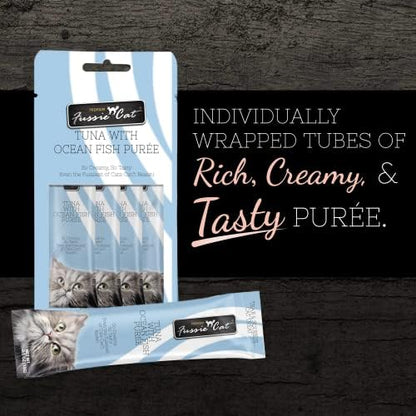Fussie Cat Tuna with Ocean Fish Puree Grey 4 Count (Pack of 3)