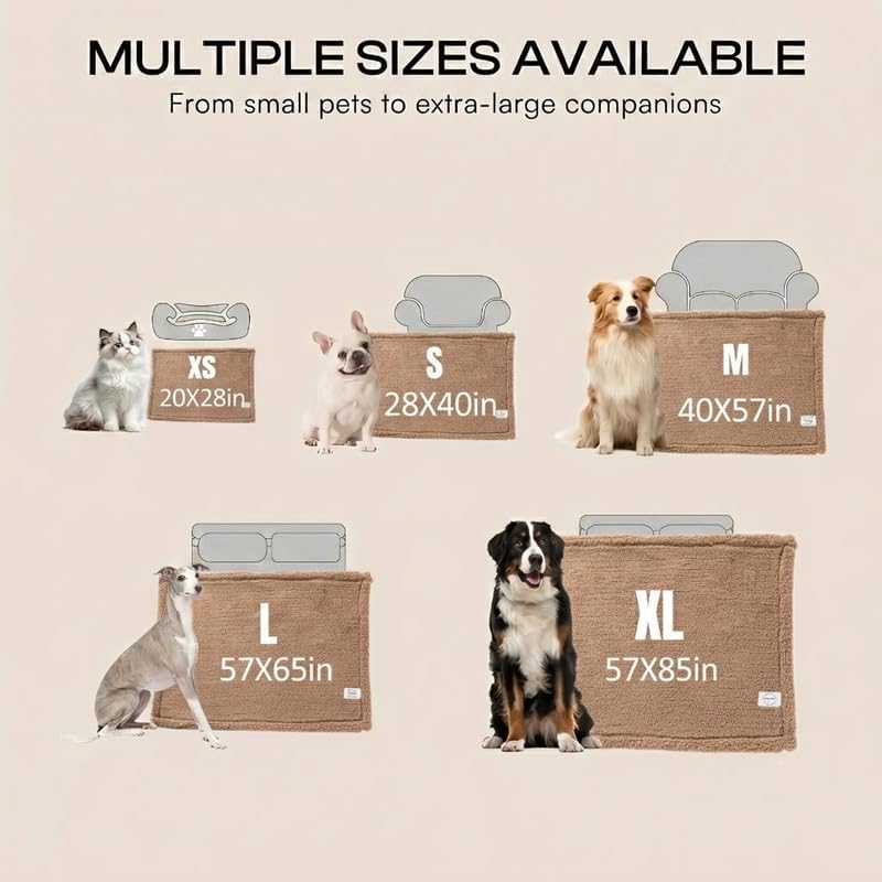 Dark Blankets for Dogs Brown Pets Throw Blanket for Couch Reversible Pet Bed Cover Puppy Fluffy Jacquard Blankets Leakproof Sofa Couch Cover Cat Pet Mats for Warm Washable-Camel,M