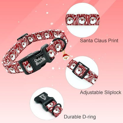 Dog Collars - Adjustable, Durable & Soft Santa Claus Print Collar for Large Dogs