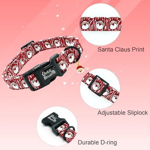 Dog Collars - Adjustable, Soft, Durable Santa Claus Print Collar for Medium Dogs