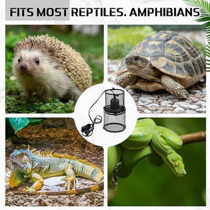 VIHOSE 1pcs Retractable Reptile Heat Lamp Cage Anti-Scald Mesh Stand, Black