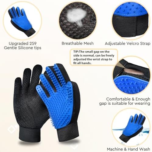 Cat Grooming Glove Brush, Self-Cleaning Slicker Pet Brush