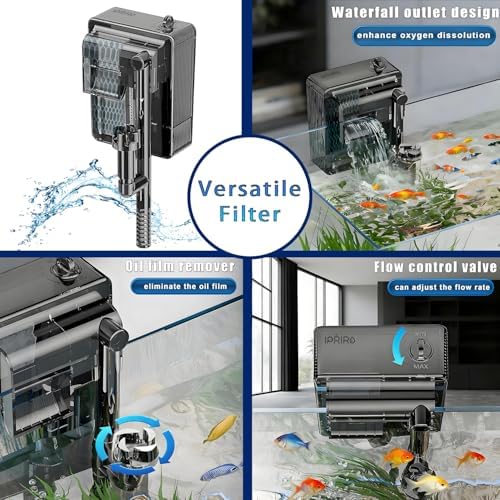Glass Betta Aquarium Starter Kits 1.5 Gallon Small Fish Tank, Betta Fish Tank with LED Light, Power Filter, Black. 4mm Glass