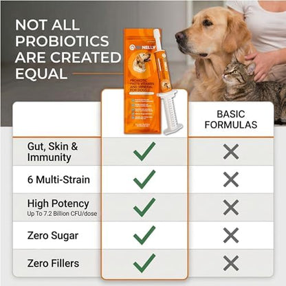 OL’ NELLY Dog Probiotic Paste for Dogs & Cats, 7.2 Billion CFU, Helps Support Loose Stool, Gas & Sensitive Stomach, 6-Strain Probiotics + Prebiotic, 14g