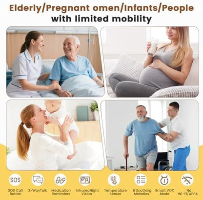 Elderly Monitor with Camera and Audio Two Way Talk Baby Monitors for Seniors No Wi-Fi Video Monitor with Call Button for Home and Nursing Home Use Ideal for Dementia Patients and Elderly Care