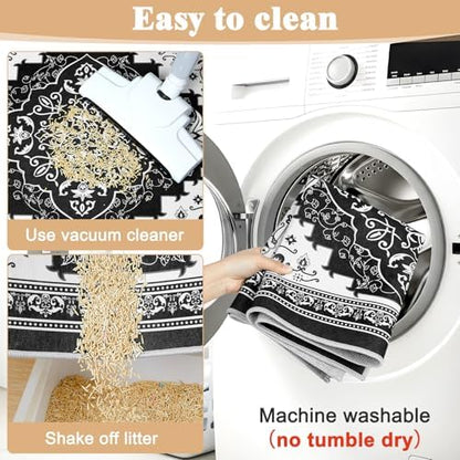 Bienbee Cat Litter Mat, 2 Pack 33" x 22" Machine Washable for Litter Boxes