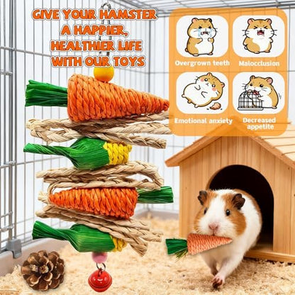 Rabbit Toys Bunny chew/Guinea Pig Toys Natural Timothy Hay Sticks Apple Wood Sticks Handmade for Guinea Pig Hamster Rat Chinchilla (TOY-1-18)