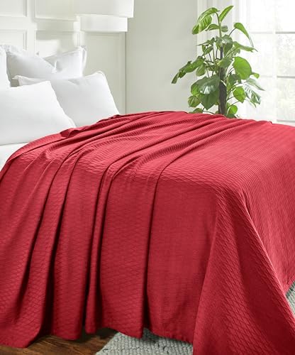 Superior Diamond Weave All-Season Cotton Blanket, Cover for Home, Couch, Bed, Soft, Warm Blankets, Boho Aesthetic, Comfy, Cozy, and Cute Covers, Decorative Bedding Essentials, King, Burgundy
