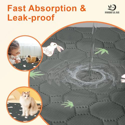Guinea Pig Cage Liner, 72in x 72in Fast Absorption Washable Bedding Pee Pads for Dogs Puppy Rabbit Small Animal Cage Mat, Leakproof & Non-Slip
