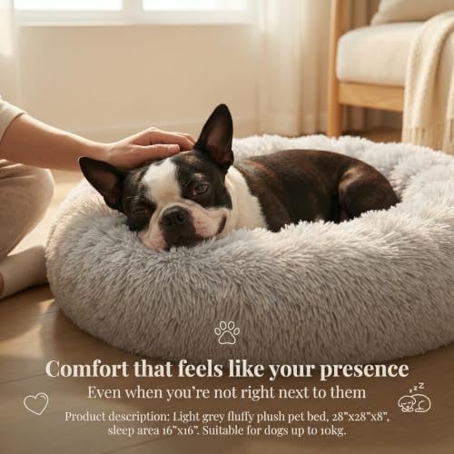 nononfish Small Dog Bed,Soft Calming Donut Plush Pet Bed
