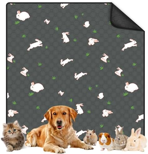 Guinea Pig Cage Liner, 72in x 72in Fast Absorption Washable Bedding Pee Pads for Dogs Puppy Rabbit Small Animal Cage Mat, Leakproof & Non-Slip