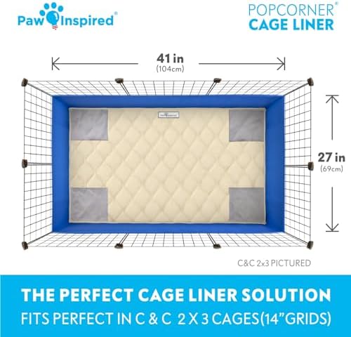 Paw Inspired PopCorner Washable Fleece Cage Liners, C&C 2x3, Beige