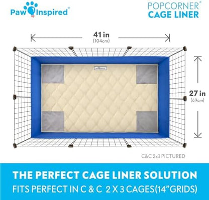 Paw Inspired PopCorner Washable Fleece Cage Liners, C&C 2x3, Beige