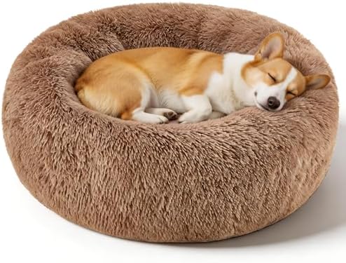 Dog Calming Beds for Medium Large Dogs Round Donut Washable Anxiety Dog Bed