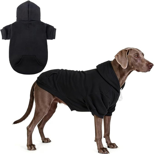 KOOLTAIL Dog Hoodie for Large Medium Small Dogs, Soft and Warm Pet Sweater with Leash Hole and Pocket Boy Girl, Puppy Fall Winter Jacket Clothes, French Pitbull Cold Weather Coat Sweatshirt, Black XXL