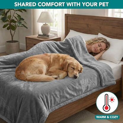 PetAmi Waterproof Dog Blanket for Large Dog Cat Pet, 60x80, Light Grey