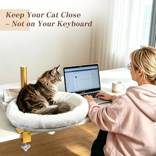 Cat Desk Bed Clamp-On Hammock, 360 Rotating Perch for Desk, Chair & More