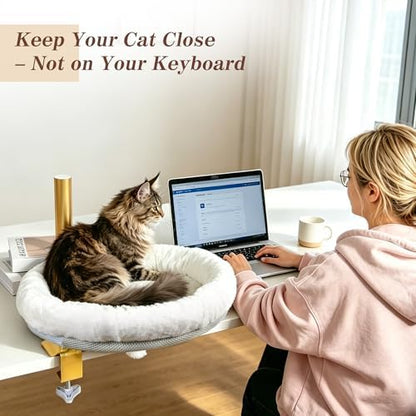 Cat Desk Bed Clamp-On Hammock, 360 Rotating Perch for Desk, Chair & More