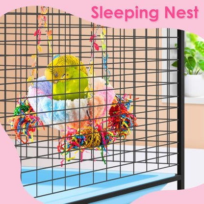 KATUMO Budgies Nest, Conure Snuggle Bed Bird Swing Bed Parrotlet Breeding Nest Finches Nest for Small Animals, Size Small