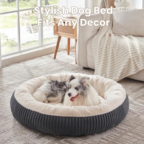 45 inches Calming Donut Dog Bed for Extra Large Dogs,Charcoal