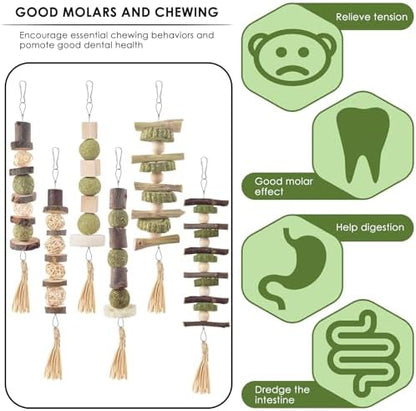 Bissap 6PCS Bunny Chew Toys, Natural Hanging Molar Treats for Small Pets
