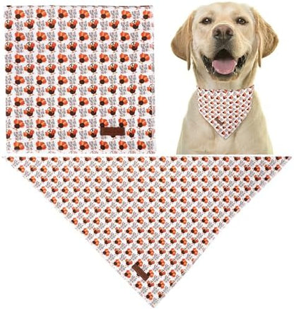Thanksgiving Dog Bandana, Triangle Bid Scarf with Turkey Pattern, Cotton Pet Kerchief for Girl Boy Dogs or Cats, Cute Puppy Bandana, Fancy Thanksgiving Gifts for Dogs