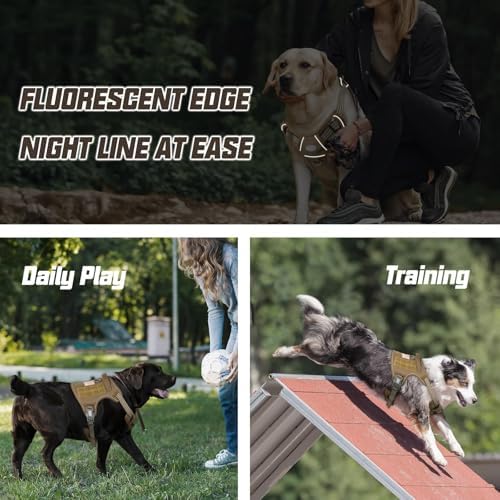 AUROTH Tactical Dog Harness for Small Medium Dogs No Pull Adjustable Pet Harness Reflective K9 Working Training Easy Control Pet Vest Military Service Dog Harnesses Army Yellow S