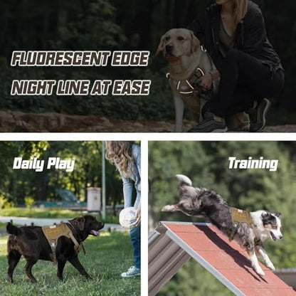 AUROTH Tactical Dog Harness for Small Medium Dogs No Pull Adjustable Pet Harness Reflective K9 Working Training Easy Control Pet Vest Military Service Dog Harnesses Army Yellow S