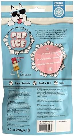 SPOT Pup Ice- Ready to Freeze at Home Dog Treats-Edible Chews for Medium Breed Dogs & Puppies with Real Chicken to Keep Your Pup Cool Year Round, Rocket Lollies Strawberry and Banana Flavor, 2pcs