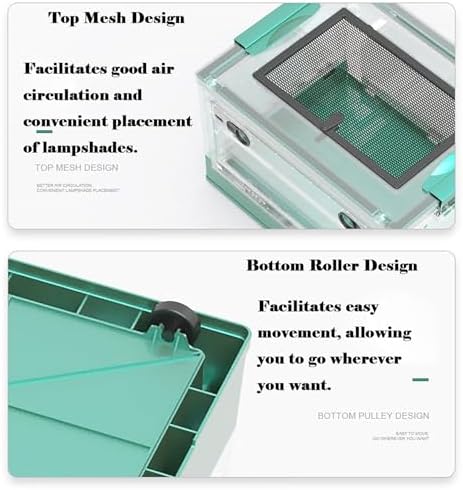 OMEM Large Portable Reptile Tank with 360 View, Mesh Top, Foldable Frame, Bottom Pulley, Ideal Habitat for Gecko, Frog, Spider, Lizard, Turtle, Scorpion (White)
