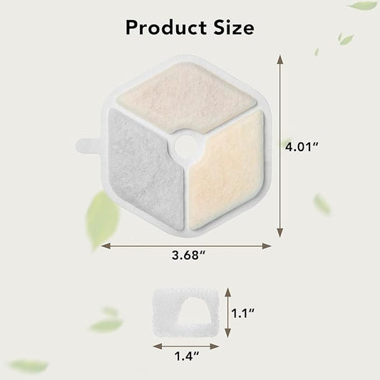 Smartoo 12 Packs Official Replacement Filters and 12 Packs Sponges for 152oz/4.5L Wireless Cat Water Fountain PTM-643