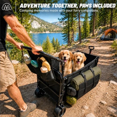 Foldable Dog Wagon for Medium & Large Dogs with Drop-Down Tailgate