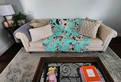 Caroline's Treasures MLM1029LQB Harlequin Natural Ears Great Dane Quilted Blanket 50x60 Artwork Pattern Quilted Throw Blanket for Bed, Couch, Sofa, Soft and Lightweight